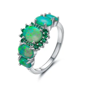 Graceful Kiwi Green Fire Opal Ring