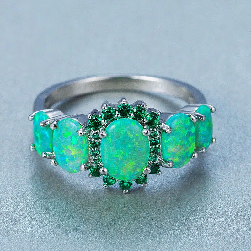 Graceful Kiwi Green Fire Opal Ring