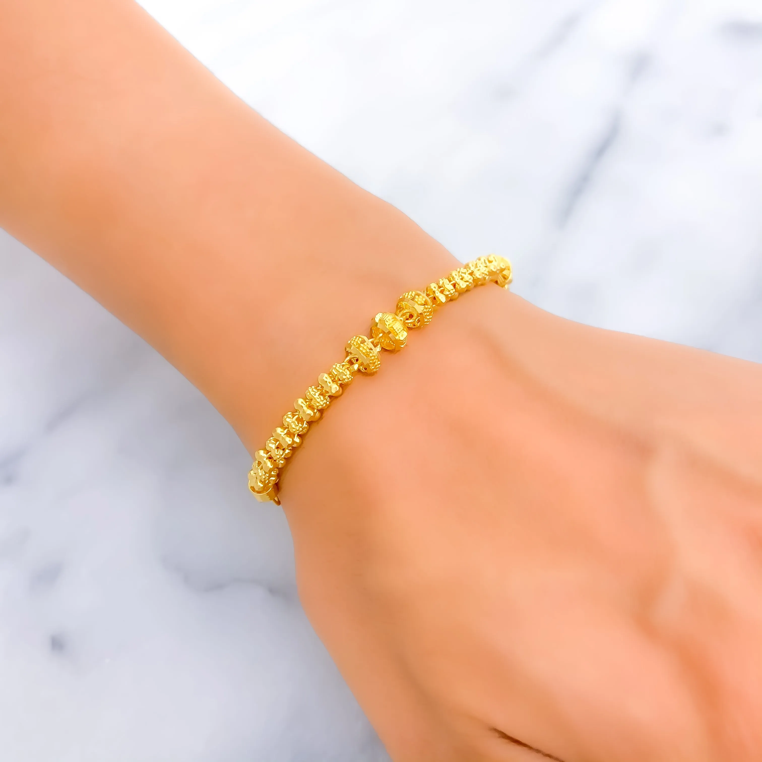 Graceful Multi-Bead 22k Gold Bracelet