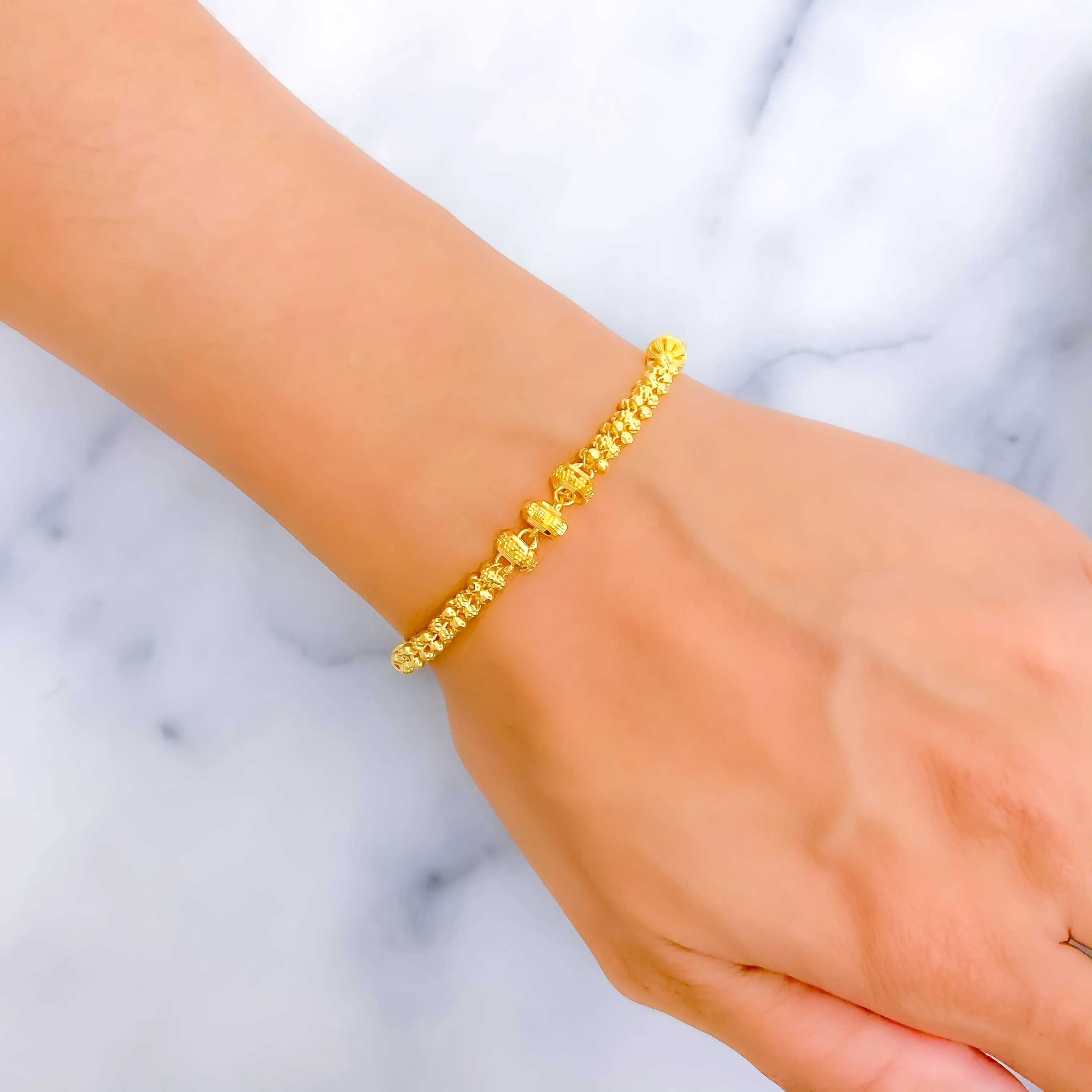 Graceful Multi-Bead 22k Gold Bracelet