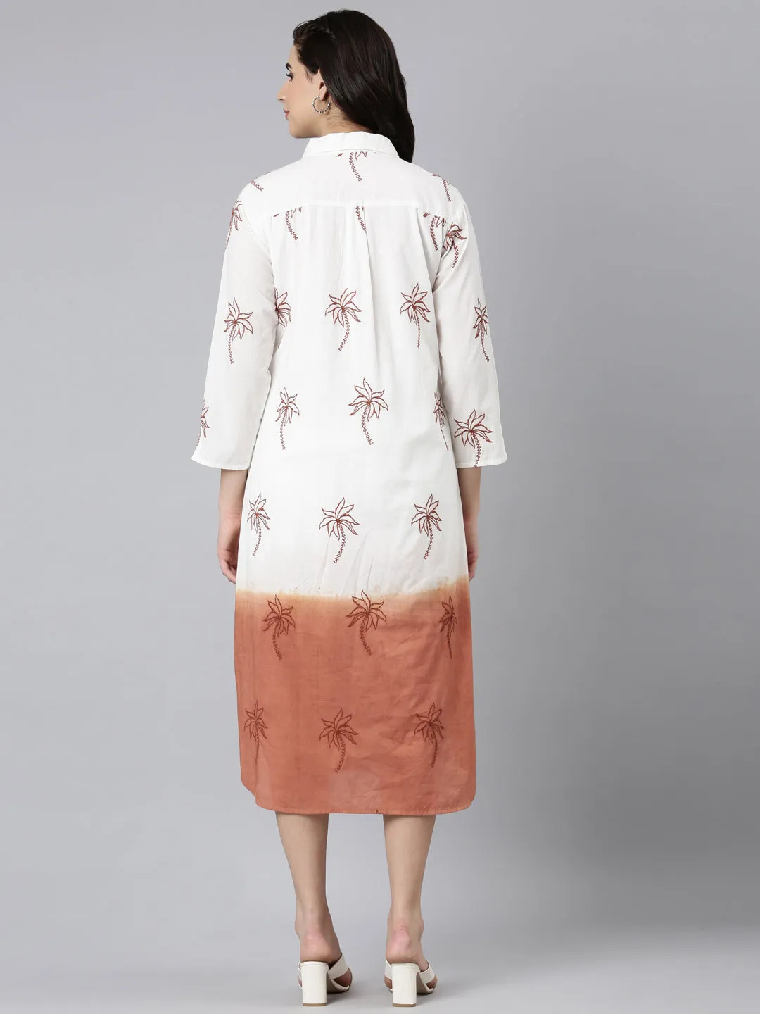 Graceful White Cotton Embroidered Dress
