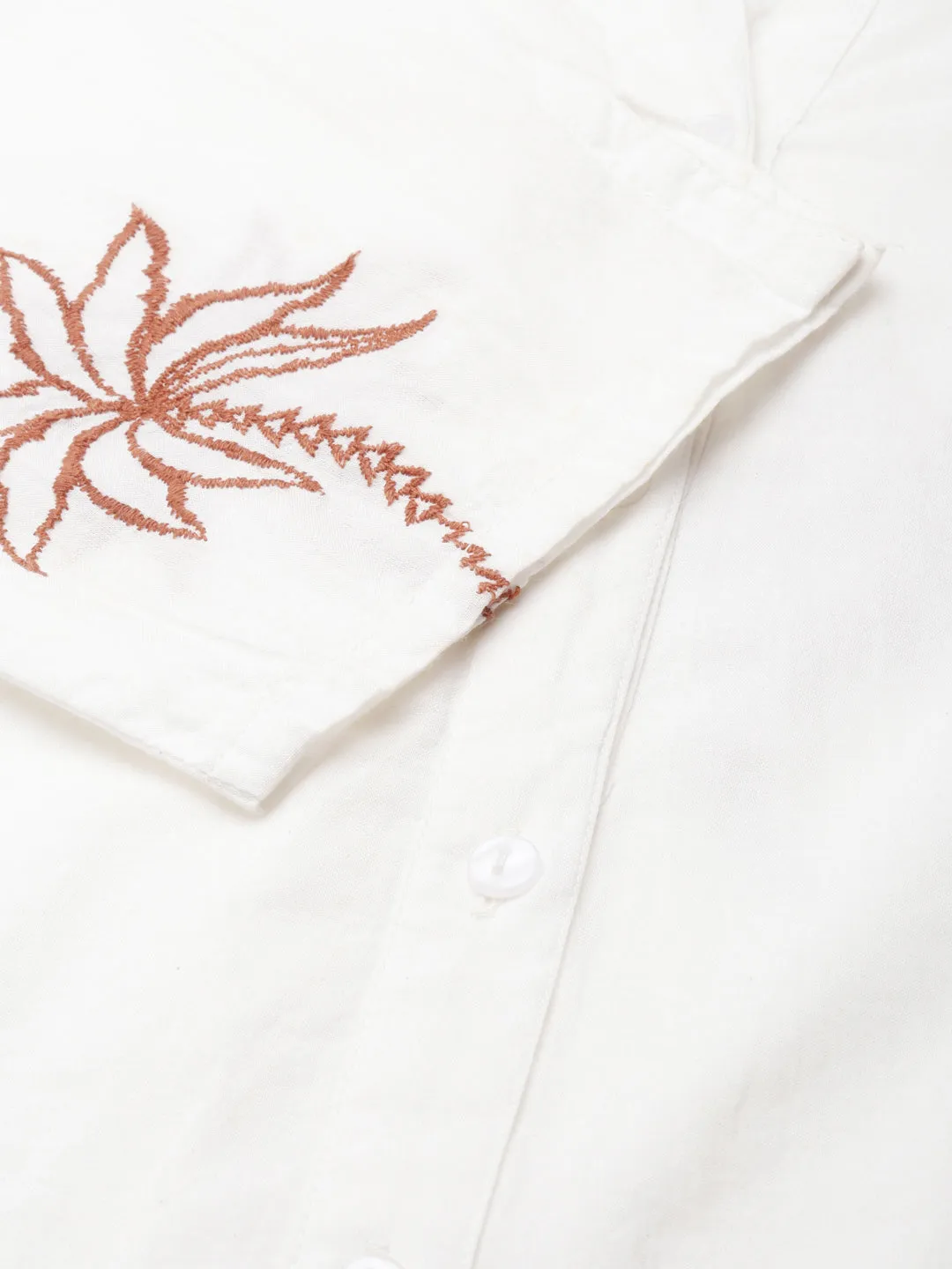 Graceful White Cotton Embroidered Dress
