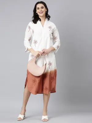 Graceful White Cotton Embroidered Dress