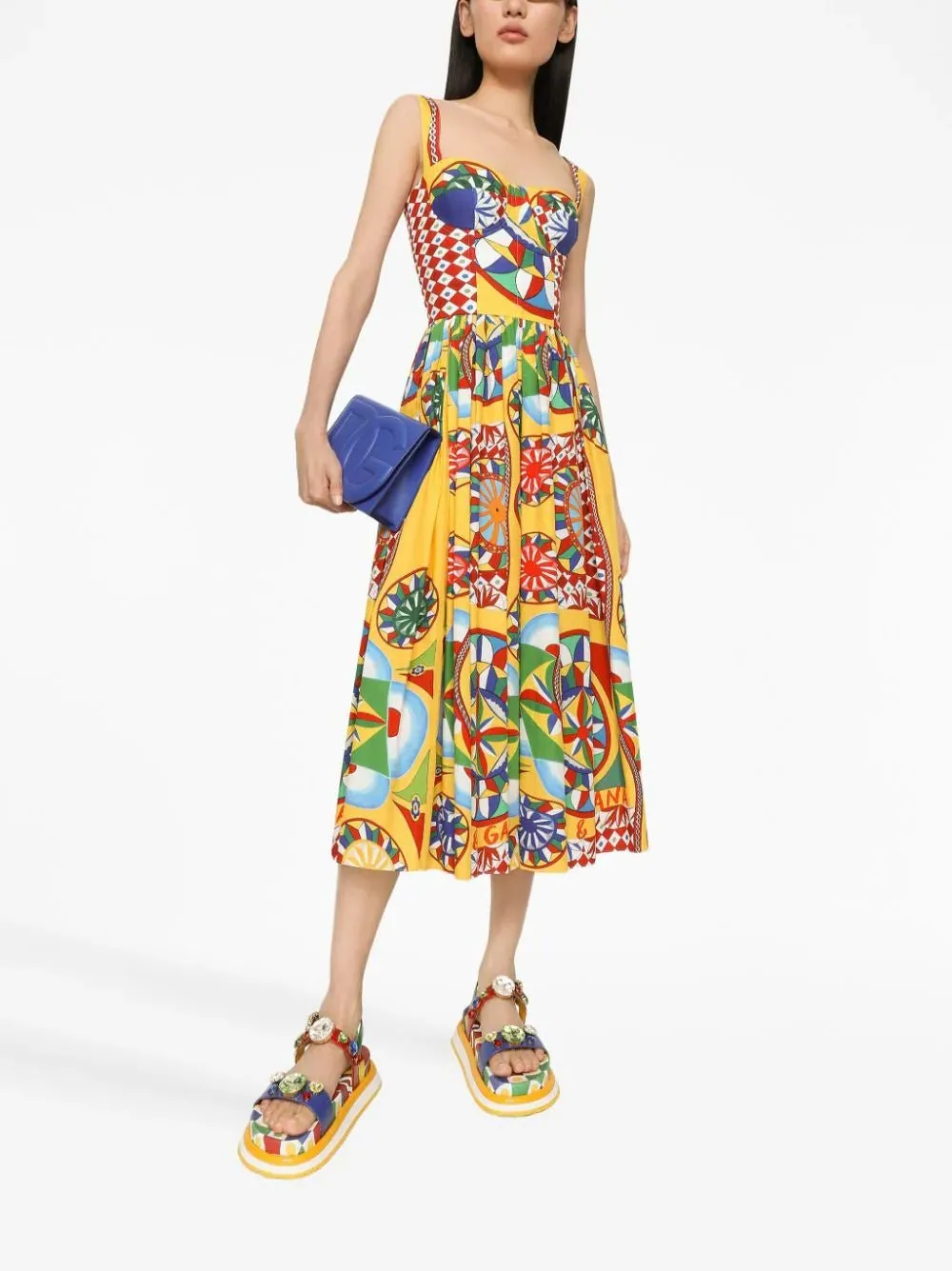 Graphic-Print Midi Dress