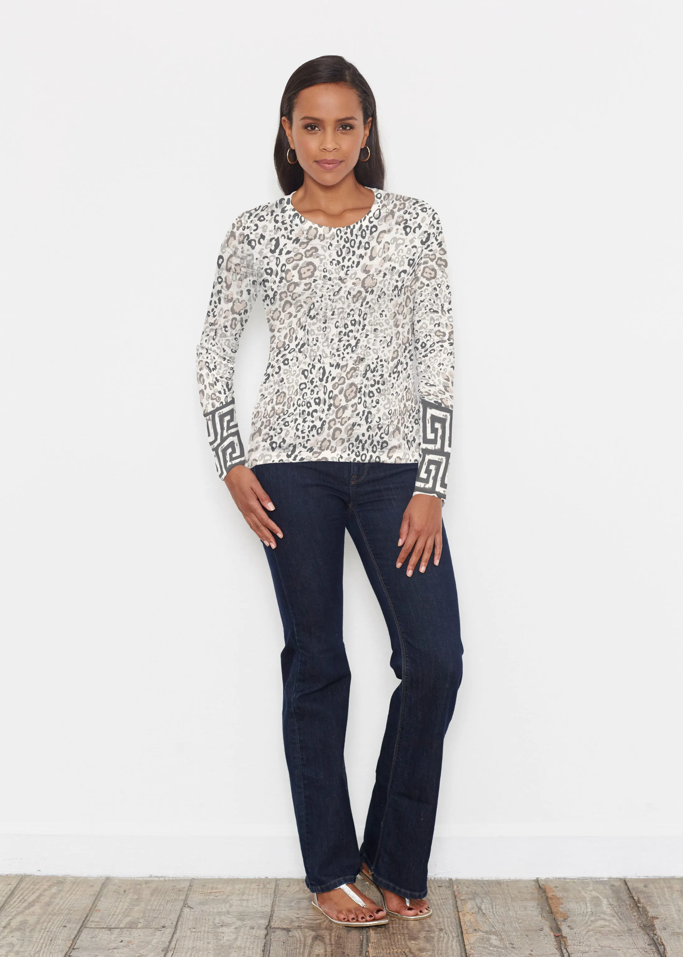 Greek Cat Grey (7752) ~ Signature Long Sleeve Crew Shirt