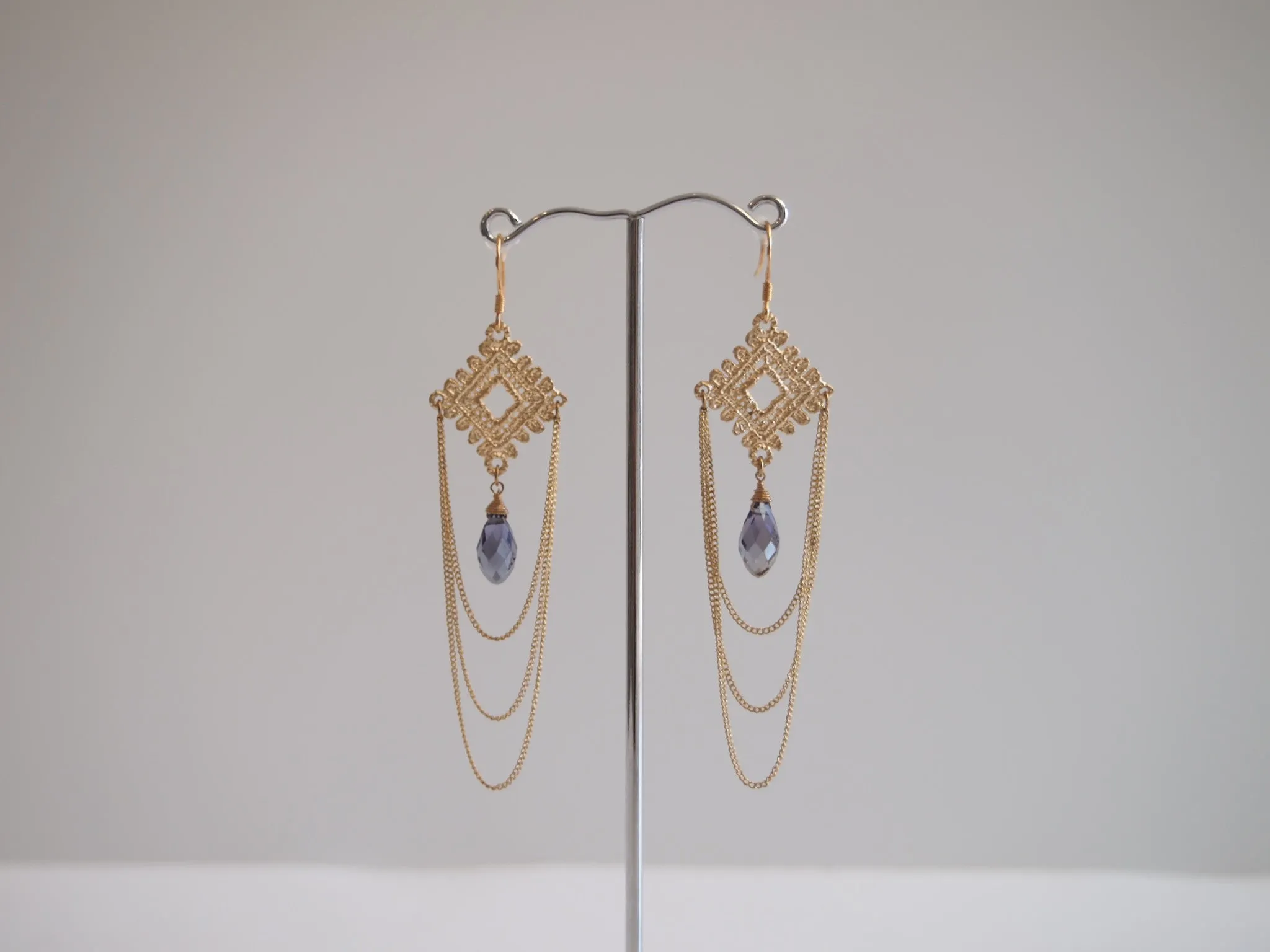 Handmade earrings with purple amethyst