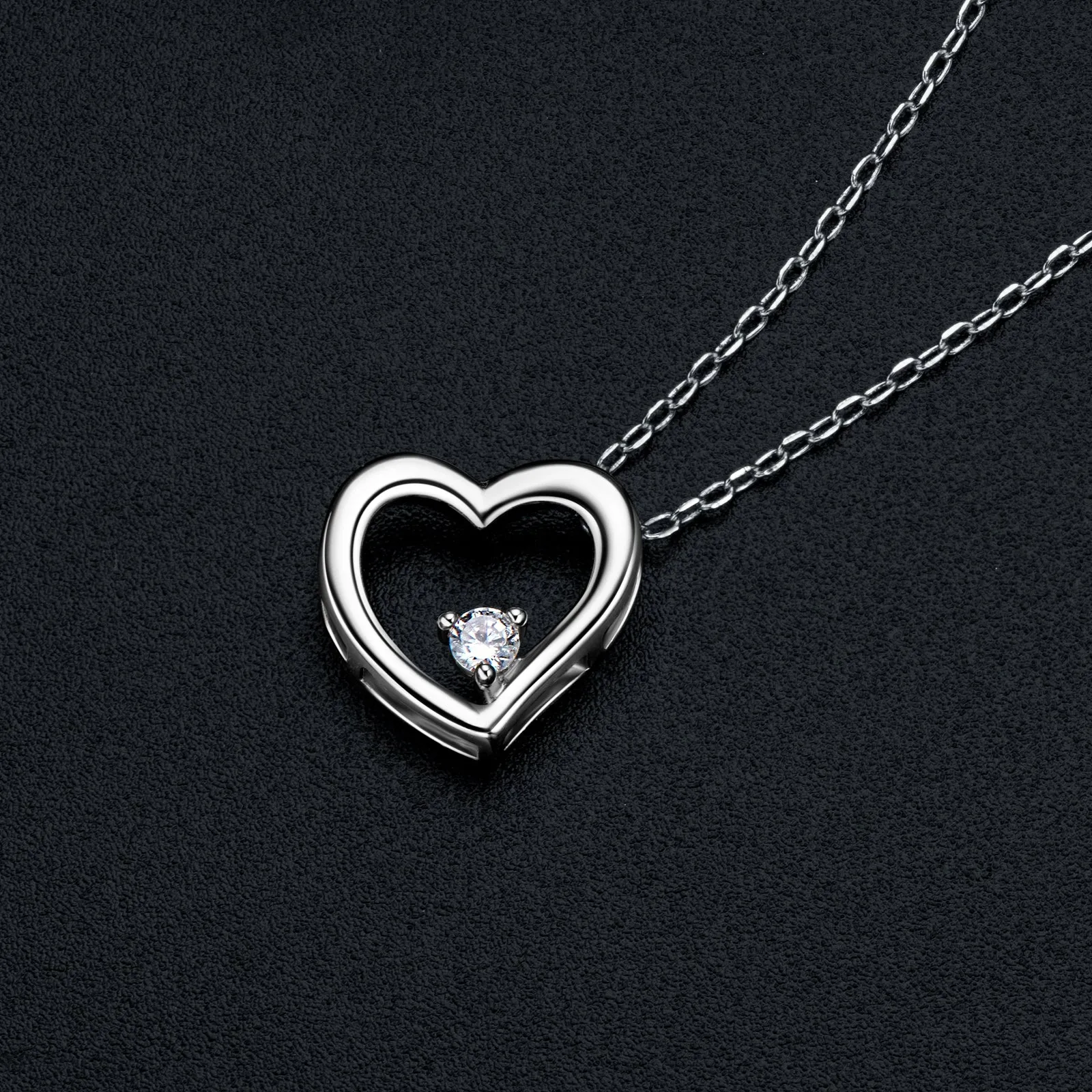 Heart Shaped 2.5mm Created Diamond Pendant Necklace