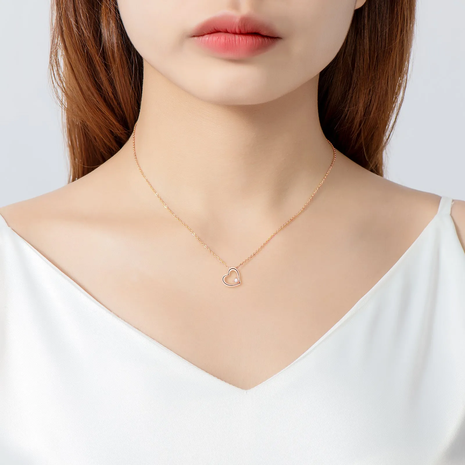 Heart Shaped 2.5mm Created Diamond Pendant Necklace