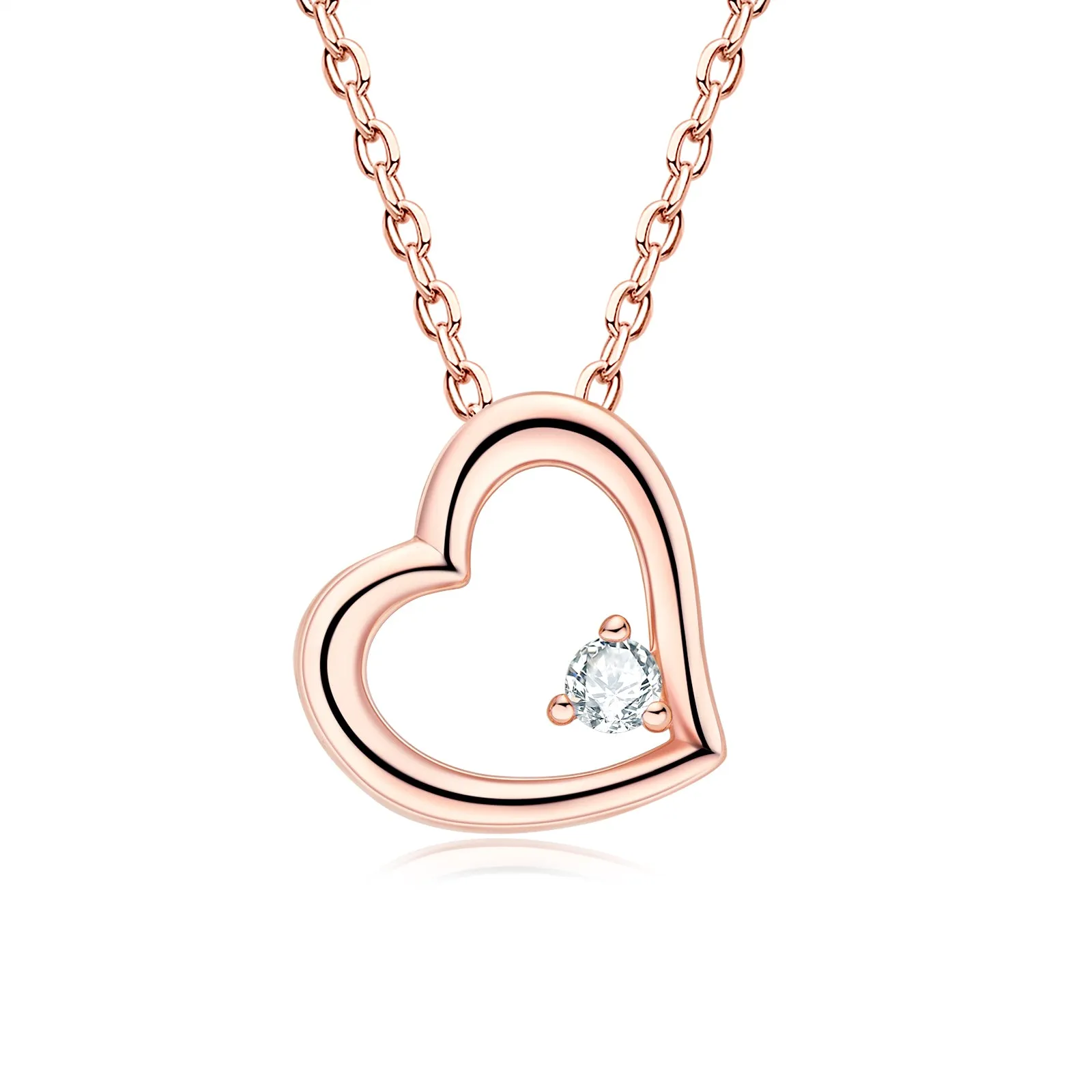 Heart Shaped 2.5mm Created Diamond Pendant Necklace