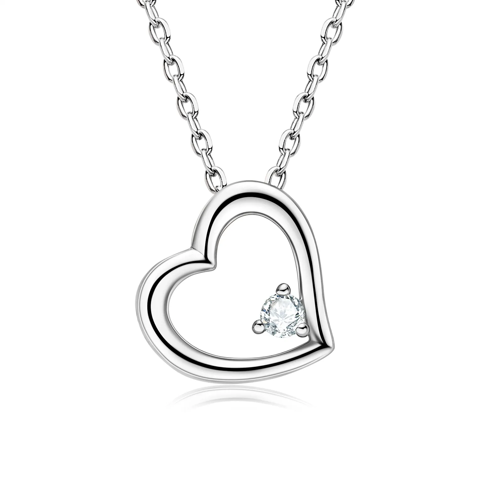 Heart Shaped 2.5mm Created Diamond Pendant Necklace