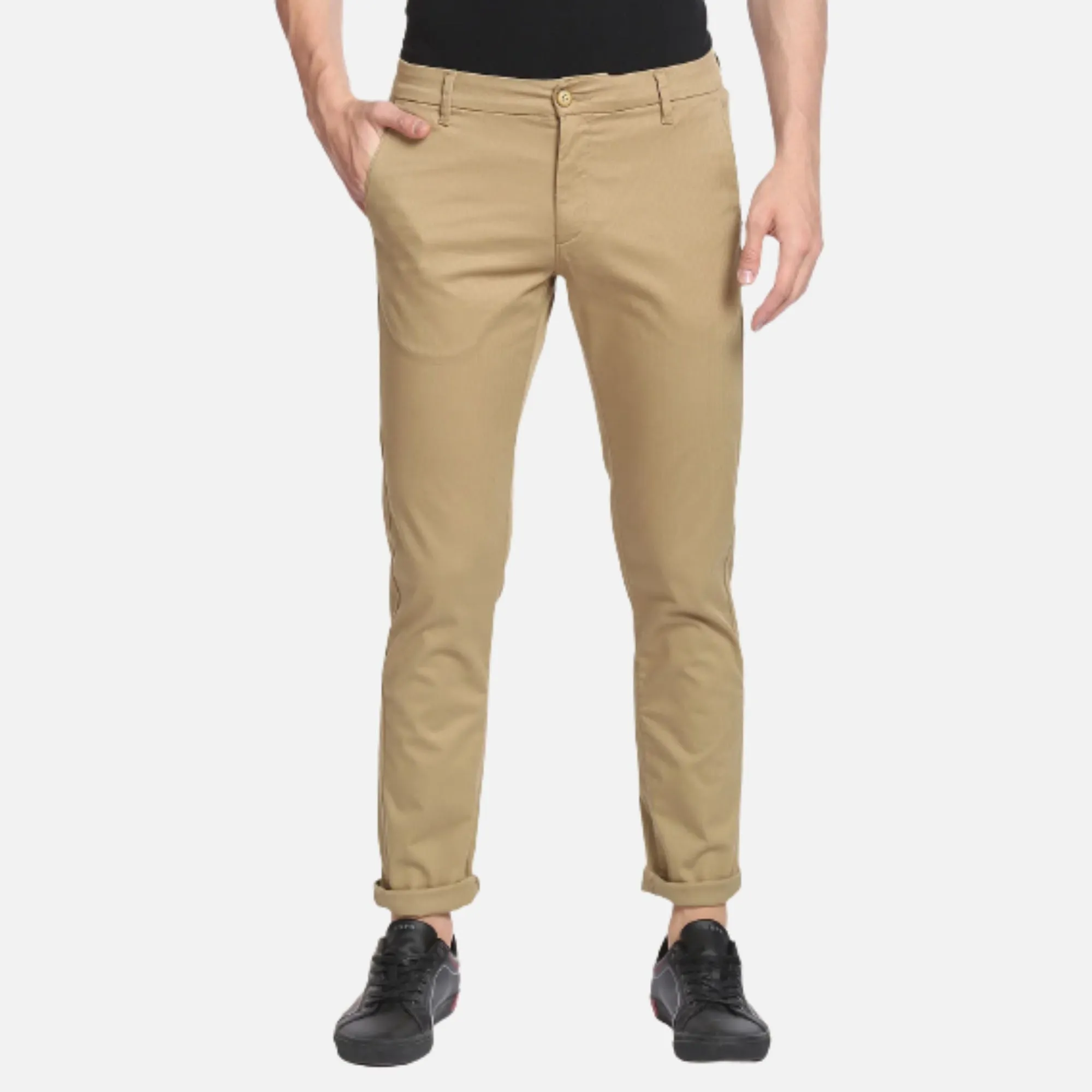Herringbone Textured Casual Trousers