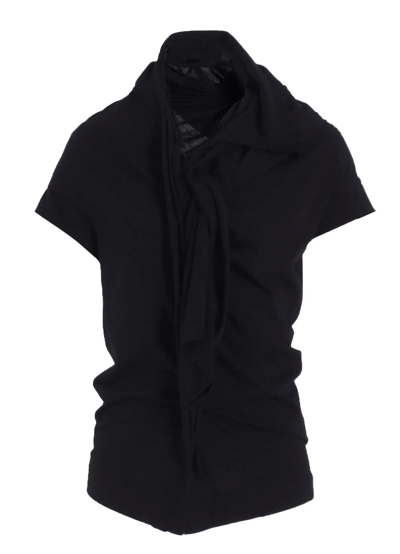 HIGH GAUGE AIRY JERSEY DRAPE DETAIL SHORT SLV T