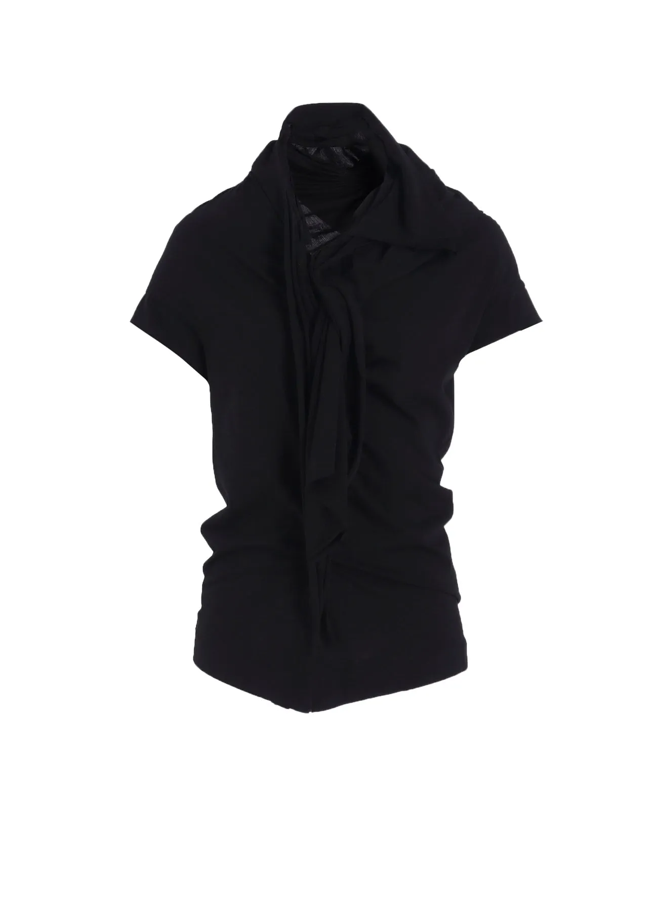 HIGH GAUGE AIRY JERSEY DRAPE DETAIL SHORT SLV T
