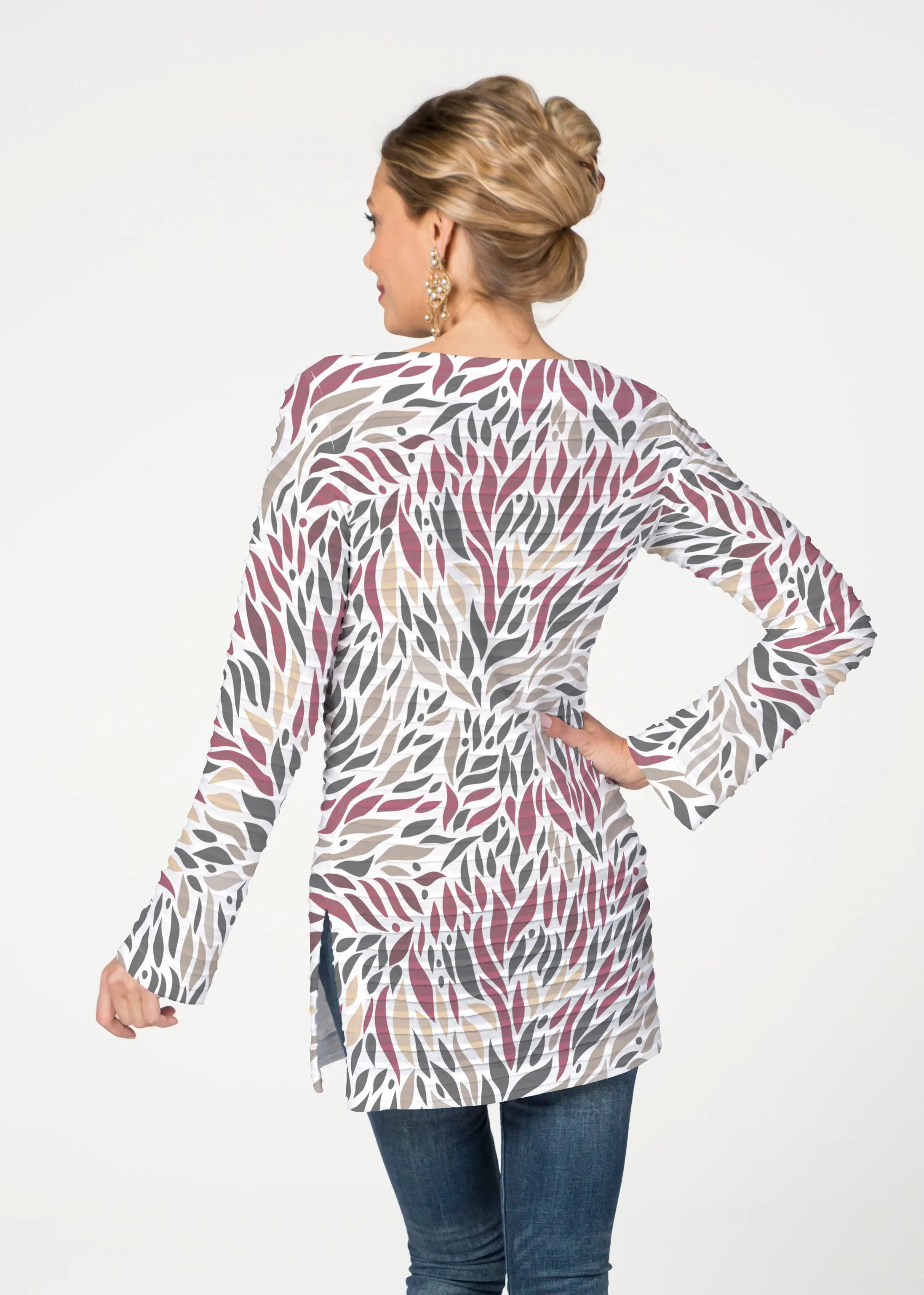 Hotsy Totsy Wine (8144) ~ Banded Boatneck Tunic