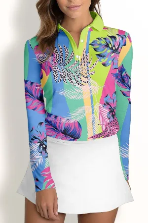 Hyped-up Tropical-Polo Top UPF50 