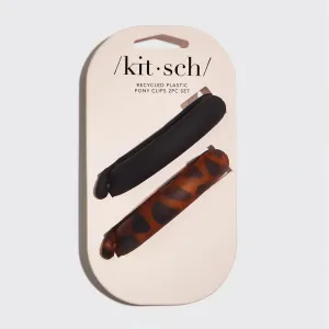 Kitsch Recycled Plastic Pony Clips 2pc- Black & Tort