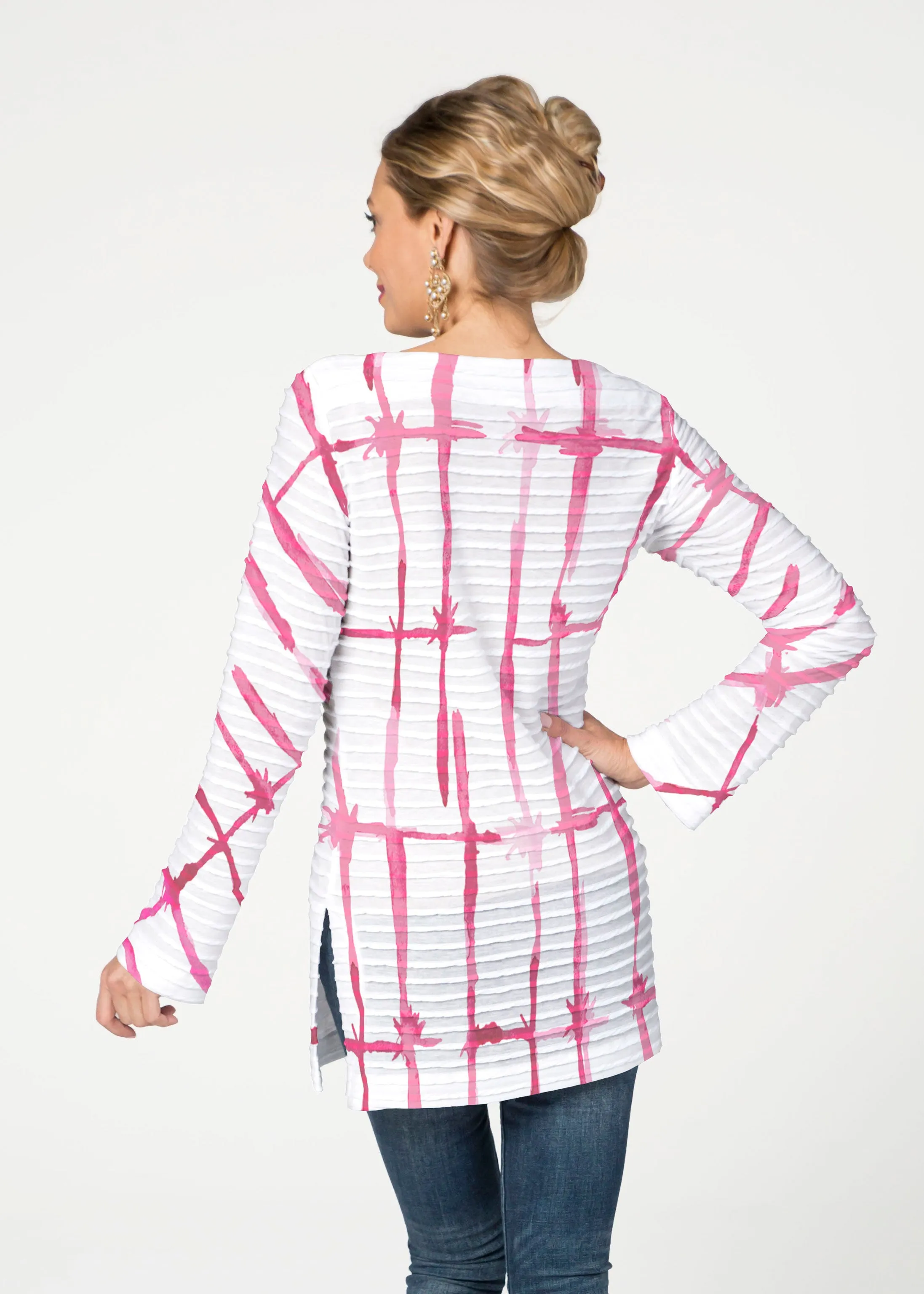 Knotted Pink (7897) ~ Banded Boatneck Tunic