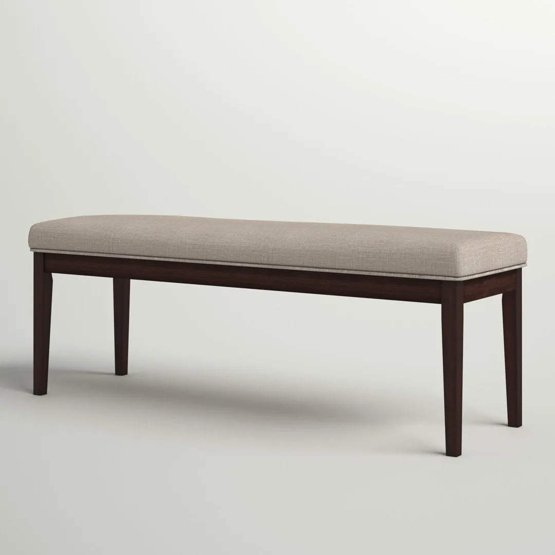 Lancaster Solid Wood Bench Three Posts™ Upholstery Color: Beige