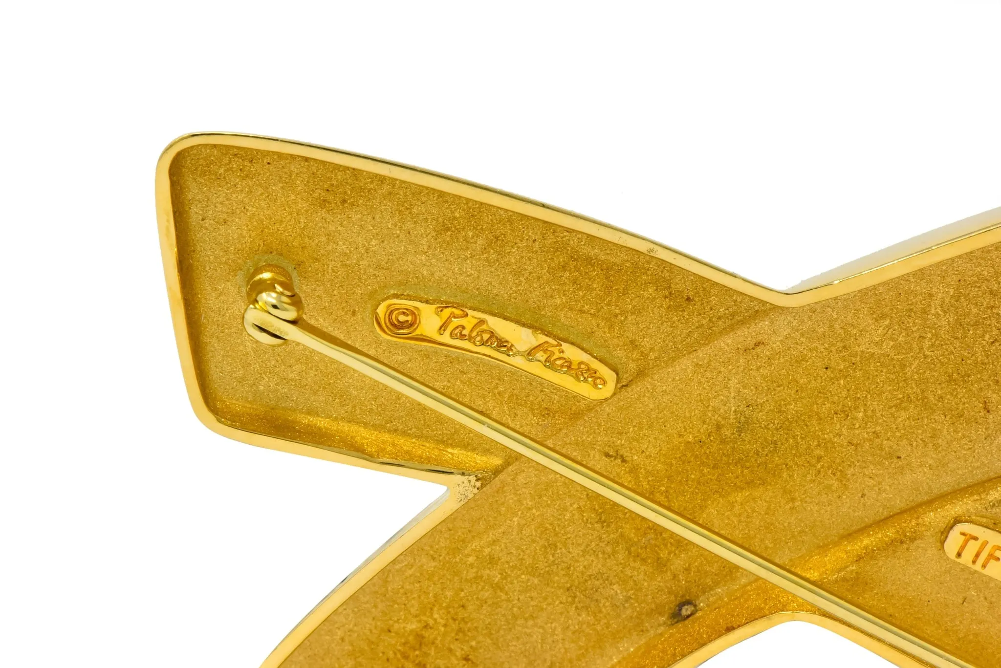 Large 1980's Paloma Picasso Tiffany & Co. 18 Karat Gold Graffiti X Brooch