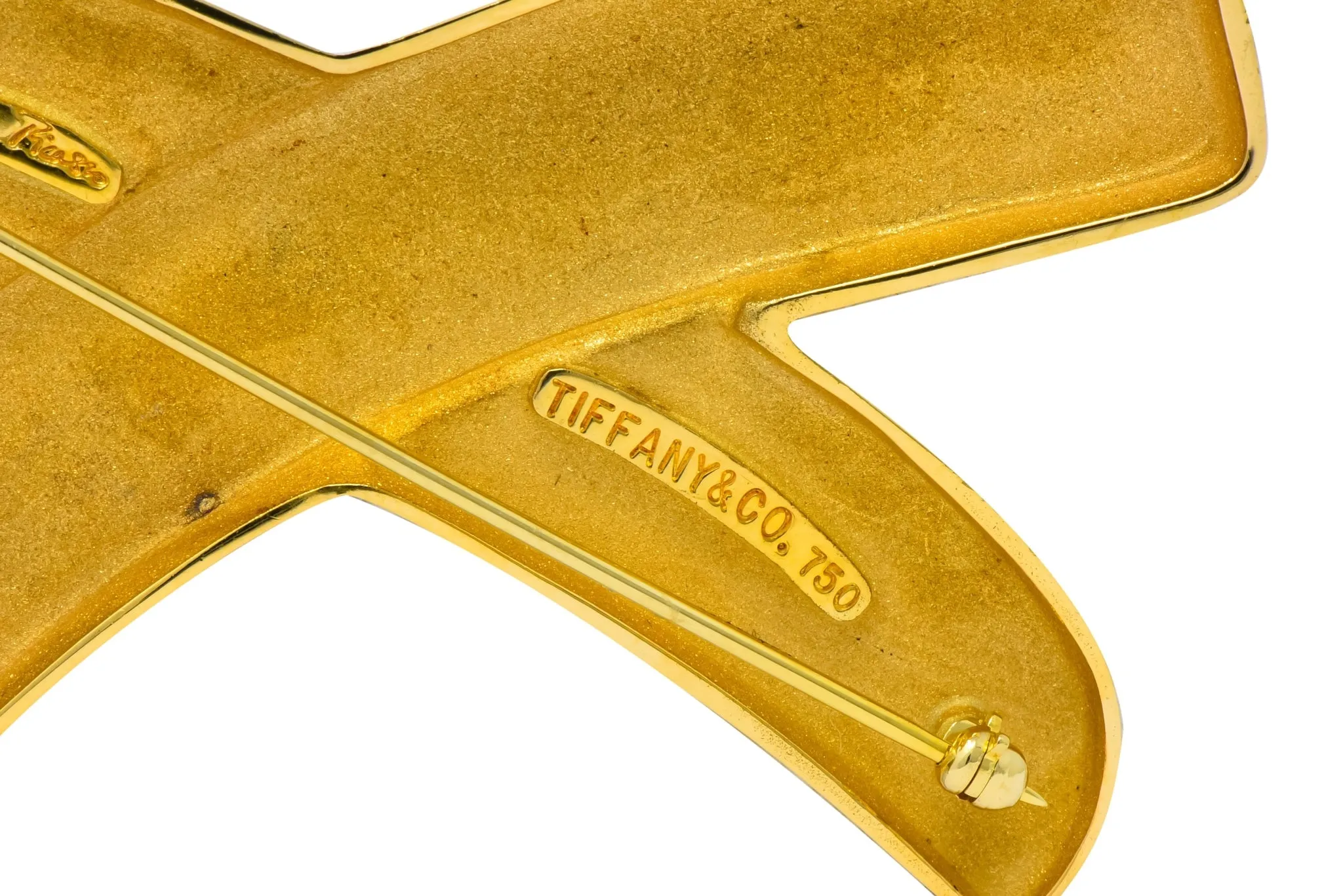 Large 1980's Paloma Picasso Tiffany & Co. 18 Karat Gold Graffiti X Brooch