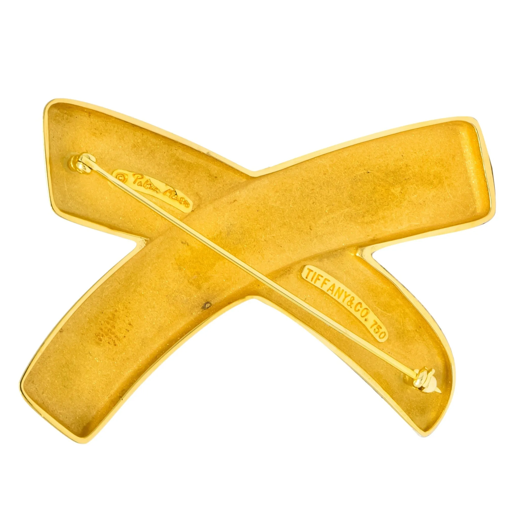 Large 1980's Paloma Picasso Tiffany & Co. 18 Karat Gold Graffiti X Brooch