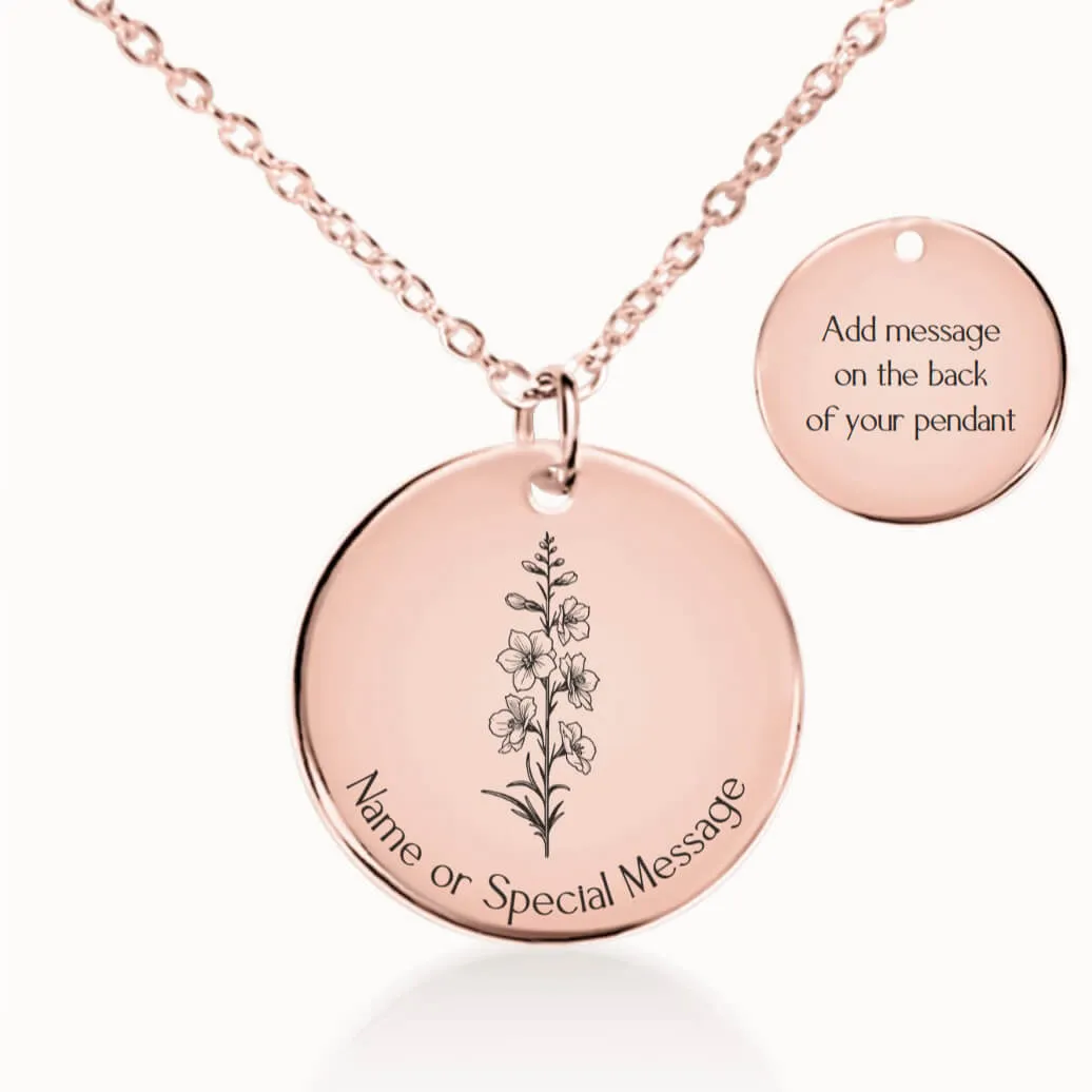 Larkspur Birth Flower Necklace