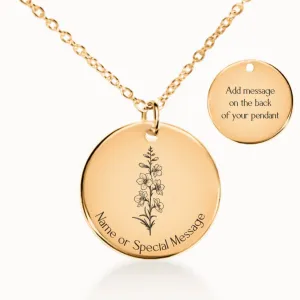 Larkspur Birth Flower Necklace