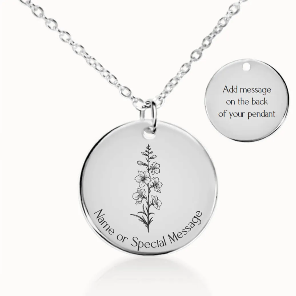 Larkspur Birth Flower Necklace
