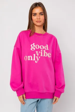 LE LIS Letter Embroidery Oversized Sweatshirt