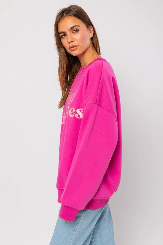LE LIS Letter Embroidery Oversized Sweatshirt