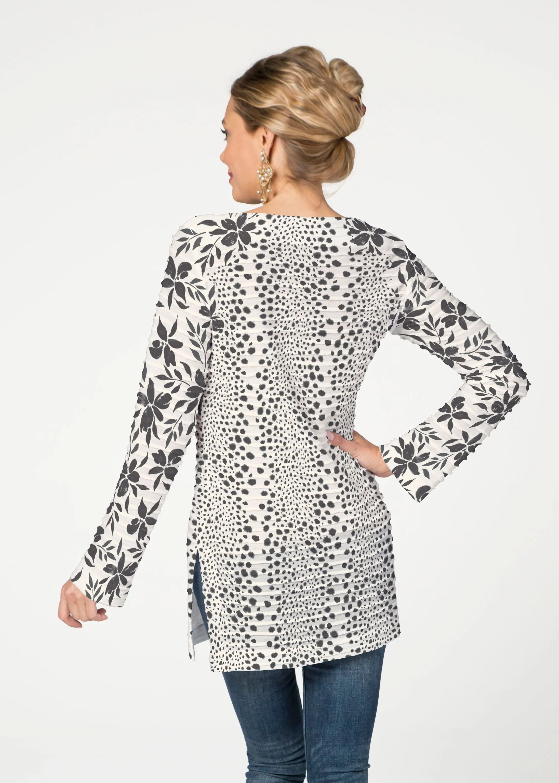 Leopard Rose (8018) ~ Banded Boatneck Tunic