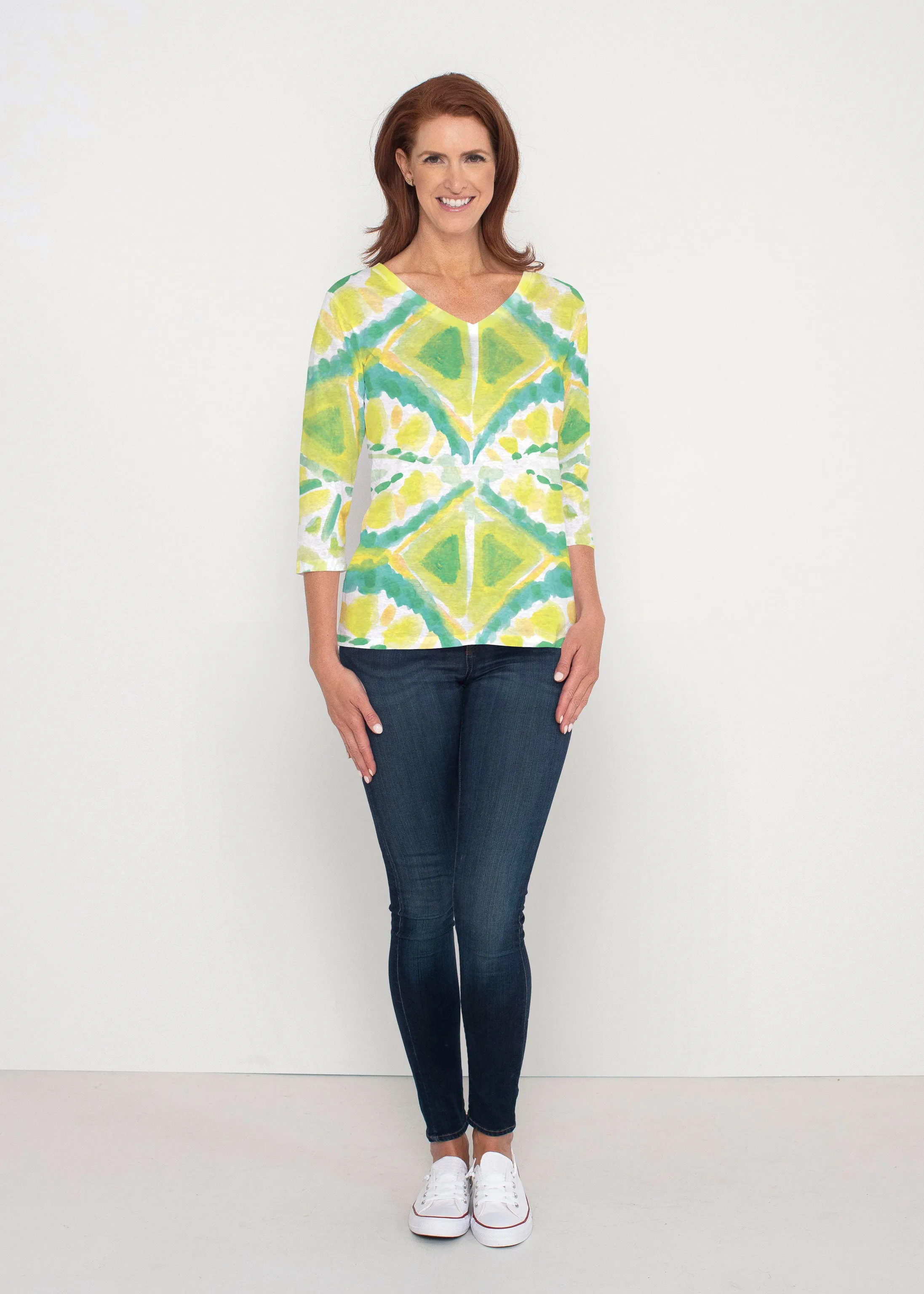 Limeade (17272) ~ Signature 3/4 Sleeve V-Neck Top