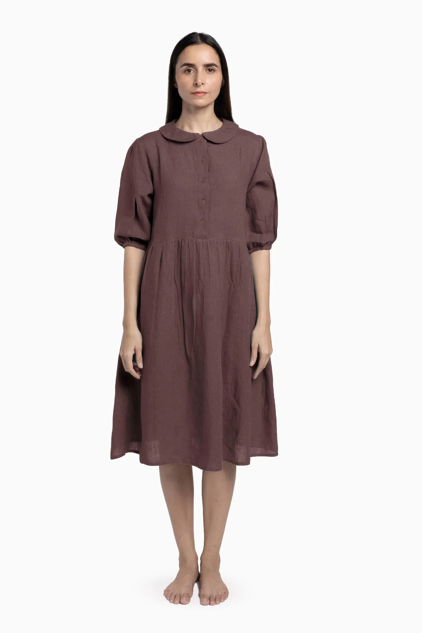 Linen Avra Dress-Muted Mocha
