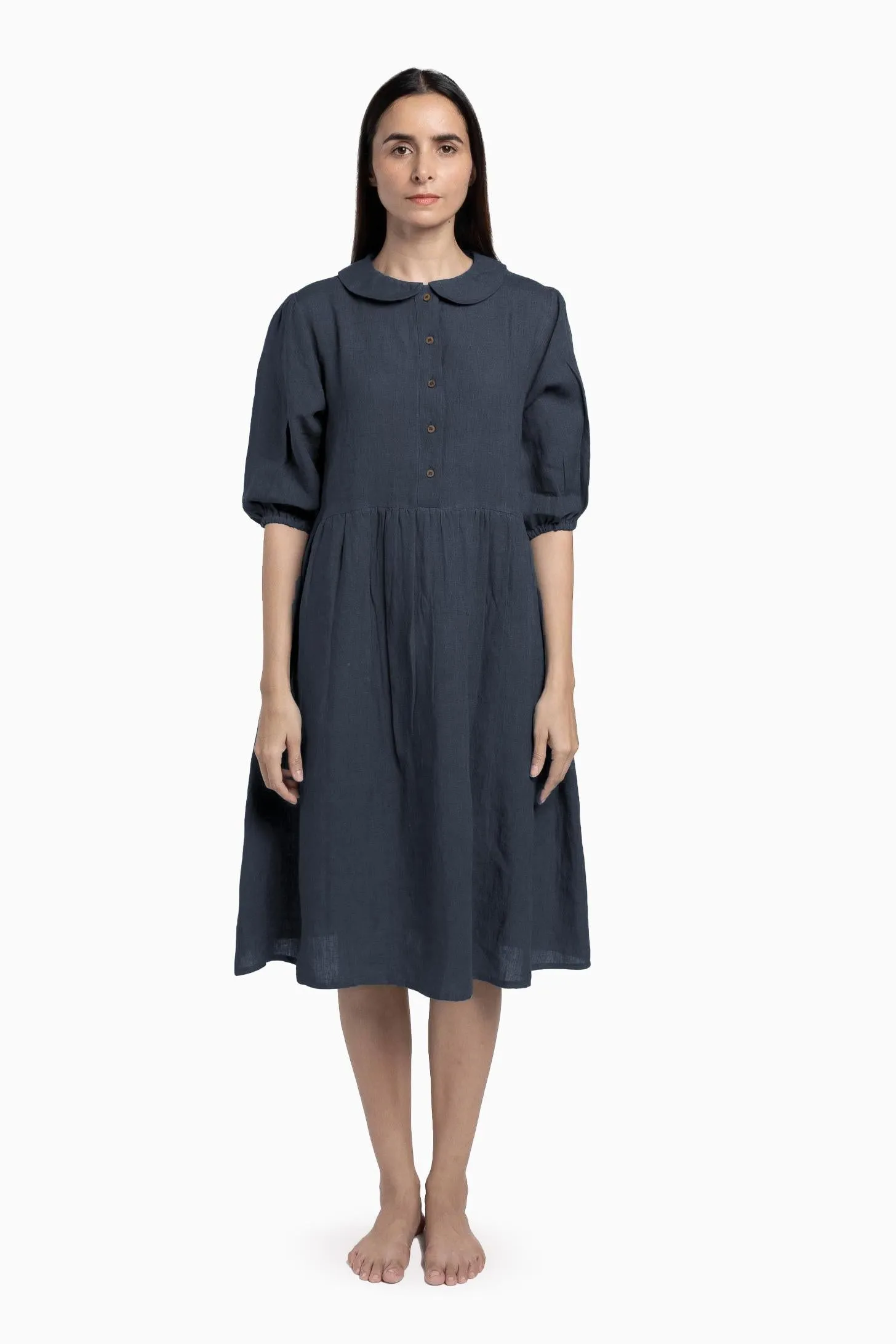 Linen Avra Dress-Muted Mocha