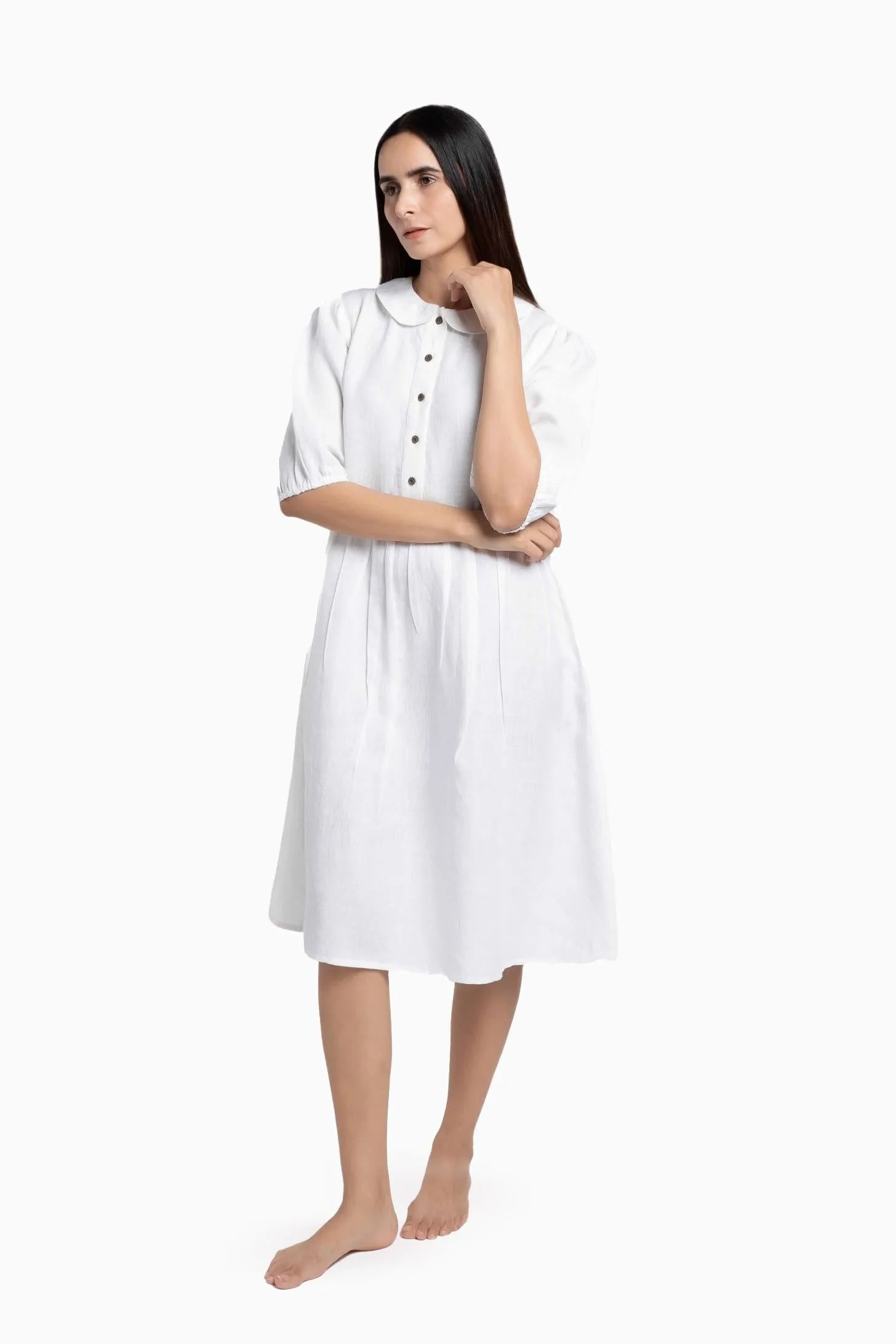 Linen Avra Dress-Muted Mocha
