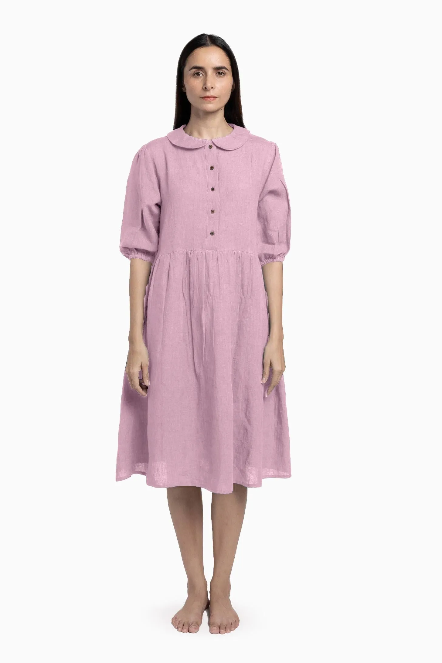 Linen Avra Dress-Muted Mocha