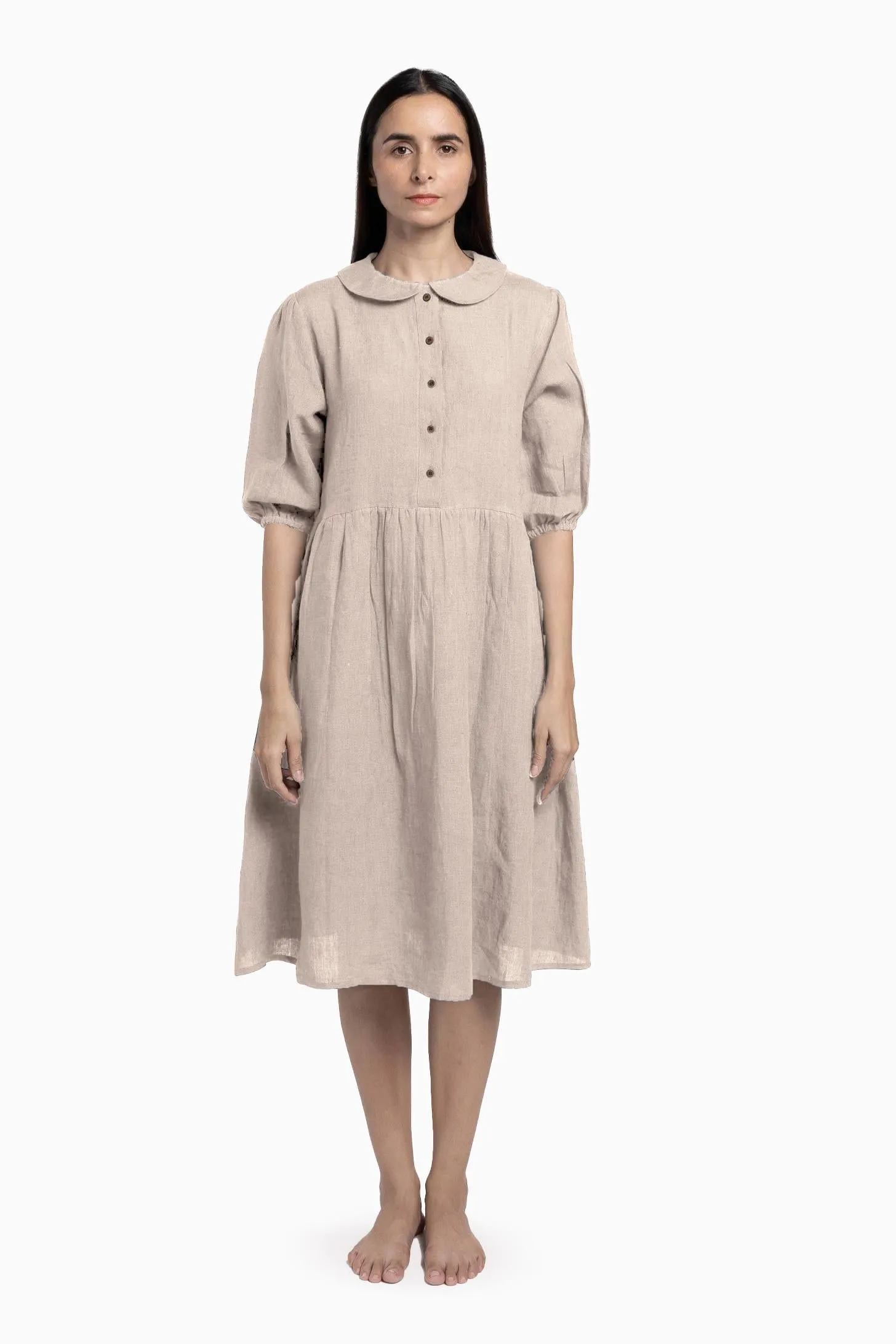 Linen Avra Dress-Muted Mocha