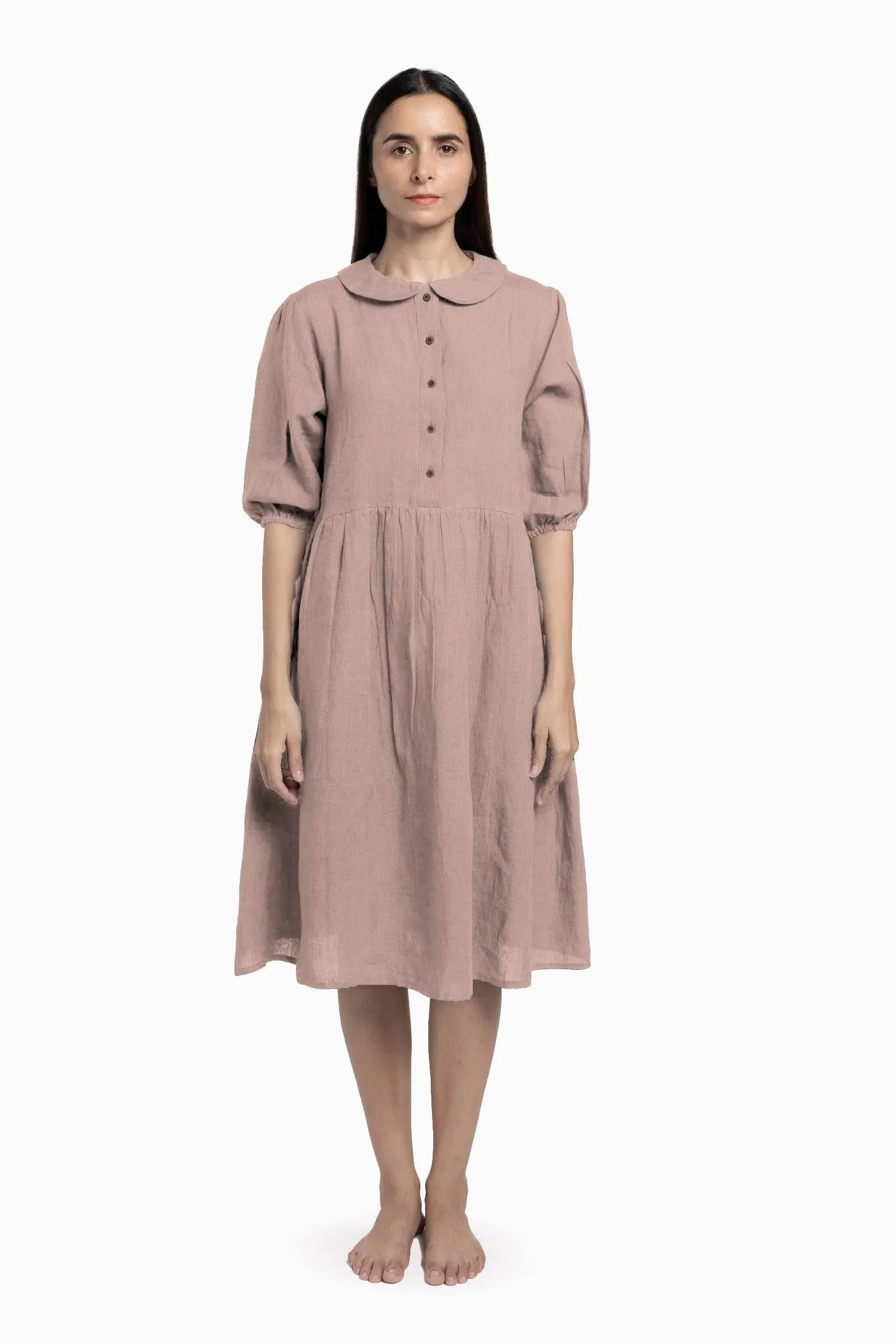 Linen Avra Dress-Muted Mocha