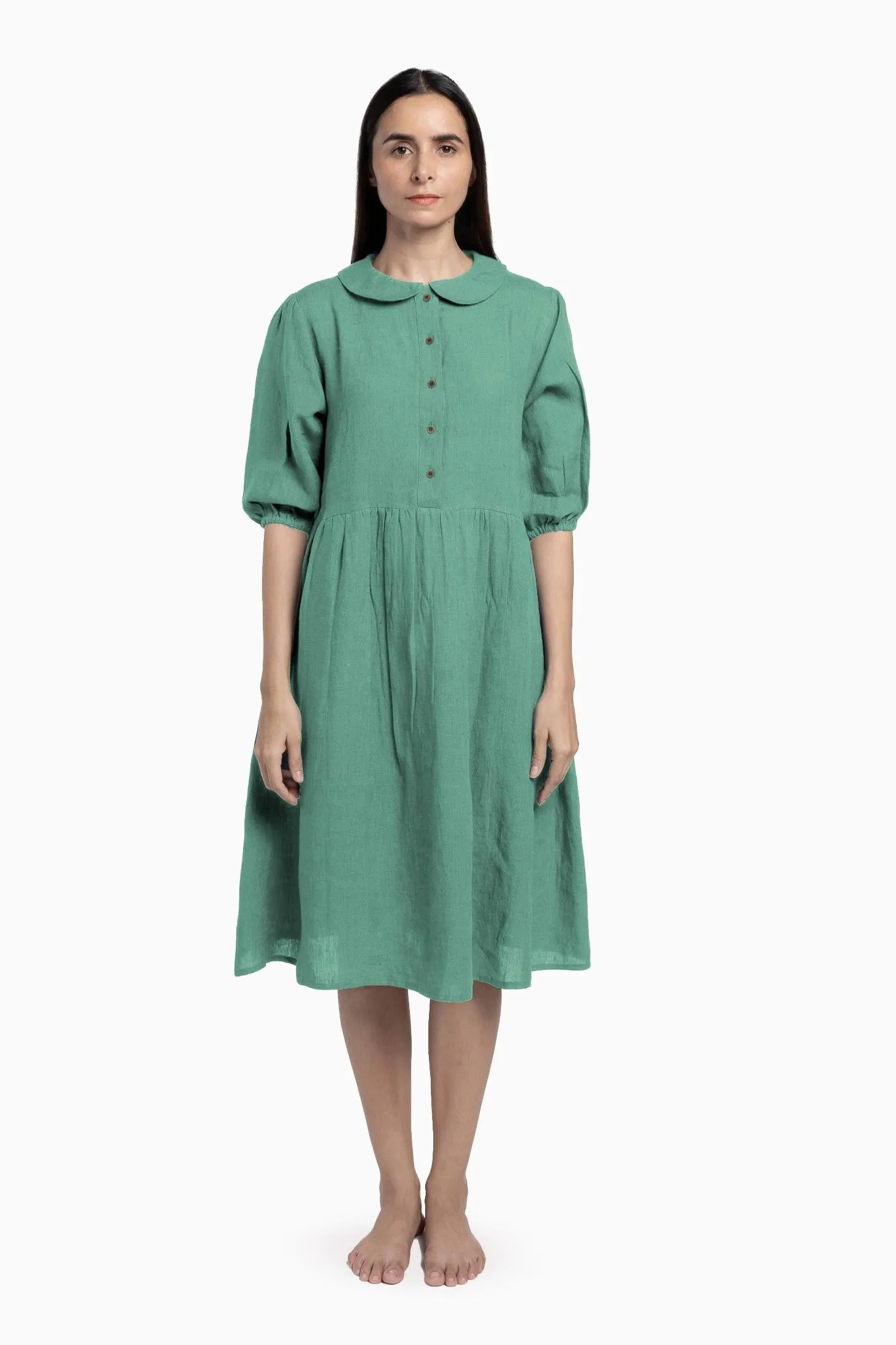 Linen Avra Dress-Muted Mocha