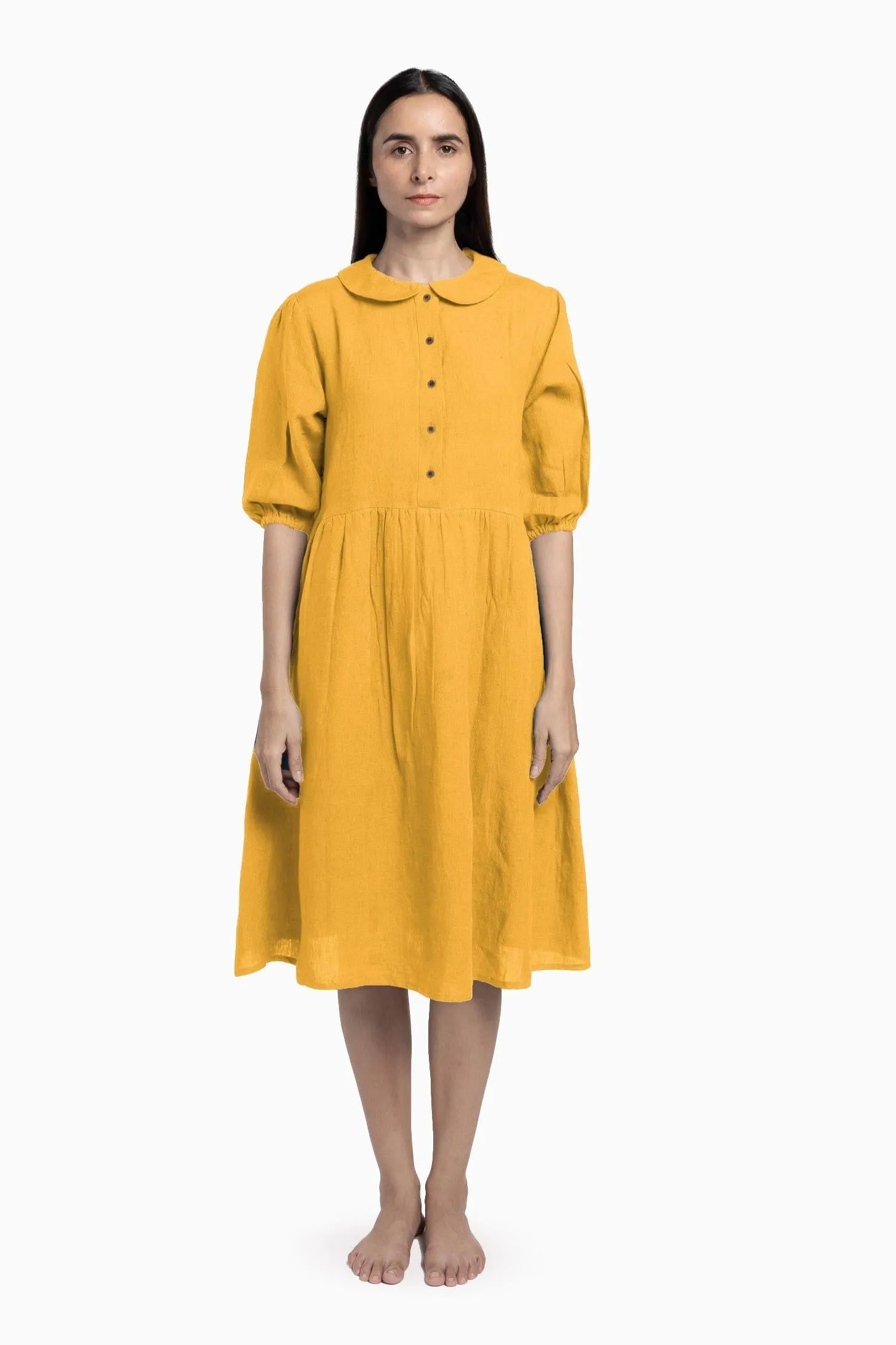 Linen Avra Dress-Muted Mocha