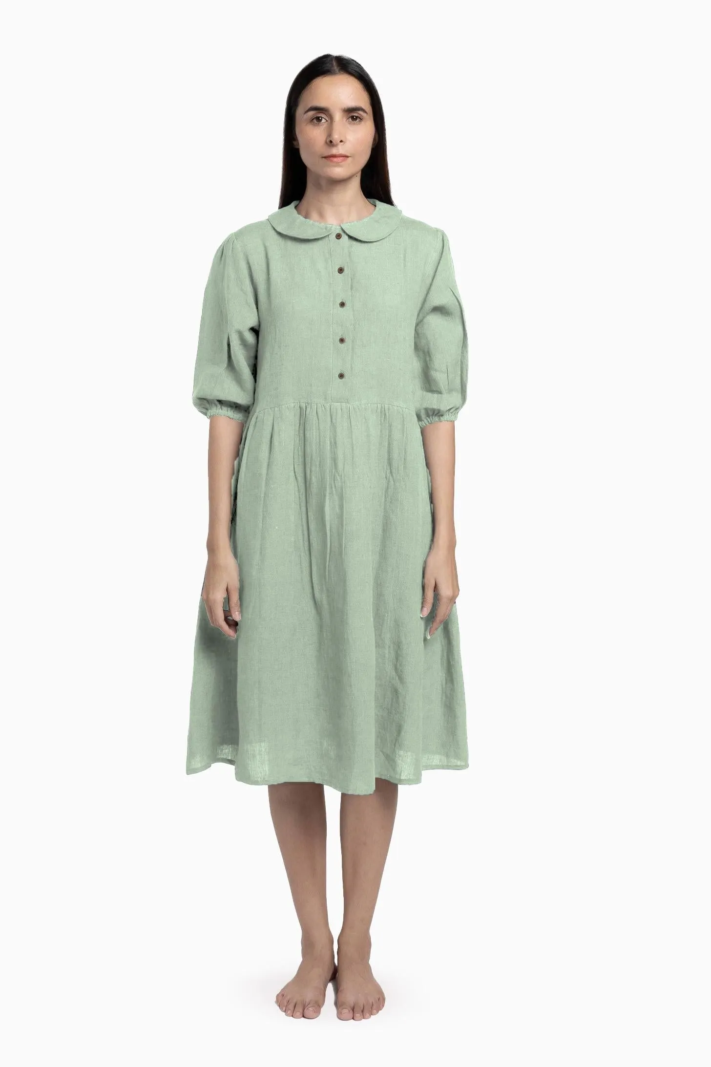 Linen Avra Dress-Muted Mocha