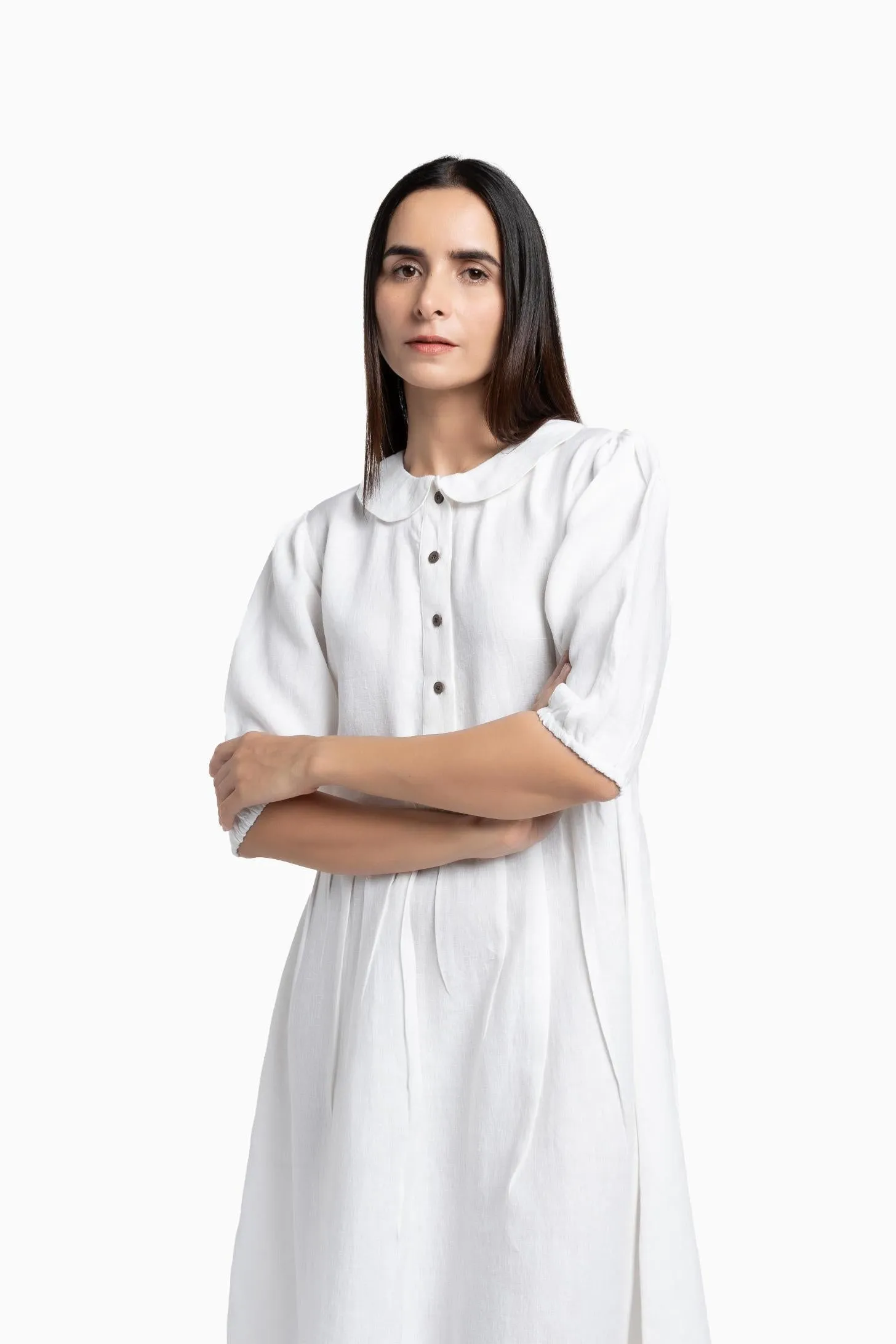 Linen Avra Dress-Muted Mocha