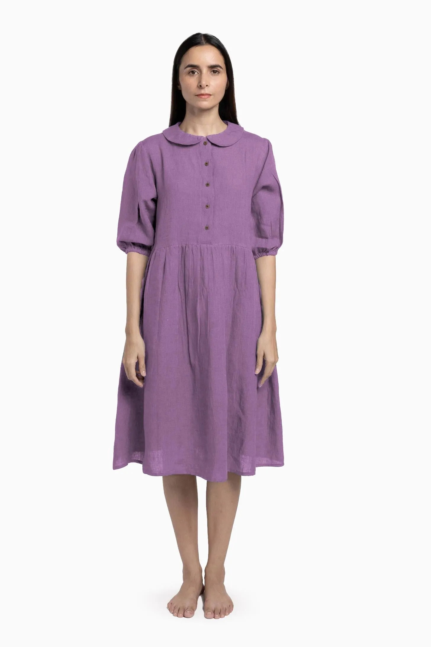 Linen Avra Dress-Muted Mocha