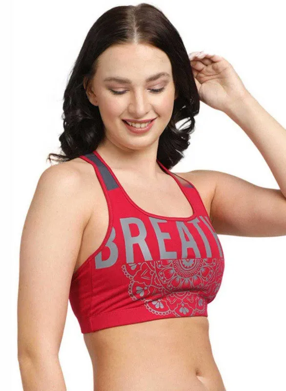 Lovable Fushcia Padded Non Wired Full Coverage Sports Bra MANTRA PRINT-Fuchsia