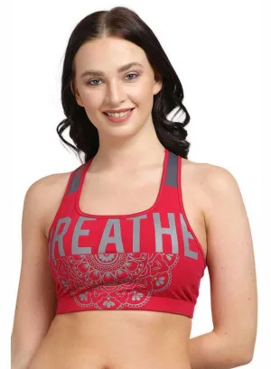 Lovable Fushcia Padded Non Wired Full Coverage Sports Bra MANTRA PRINT-Fuchsia