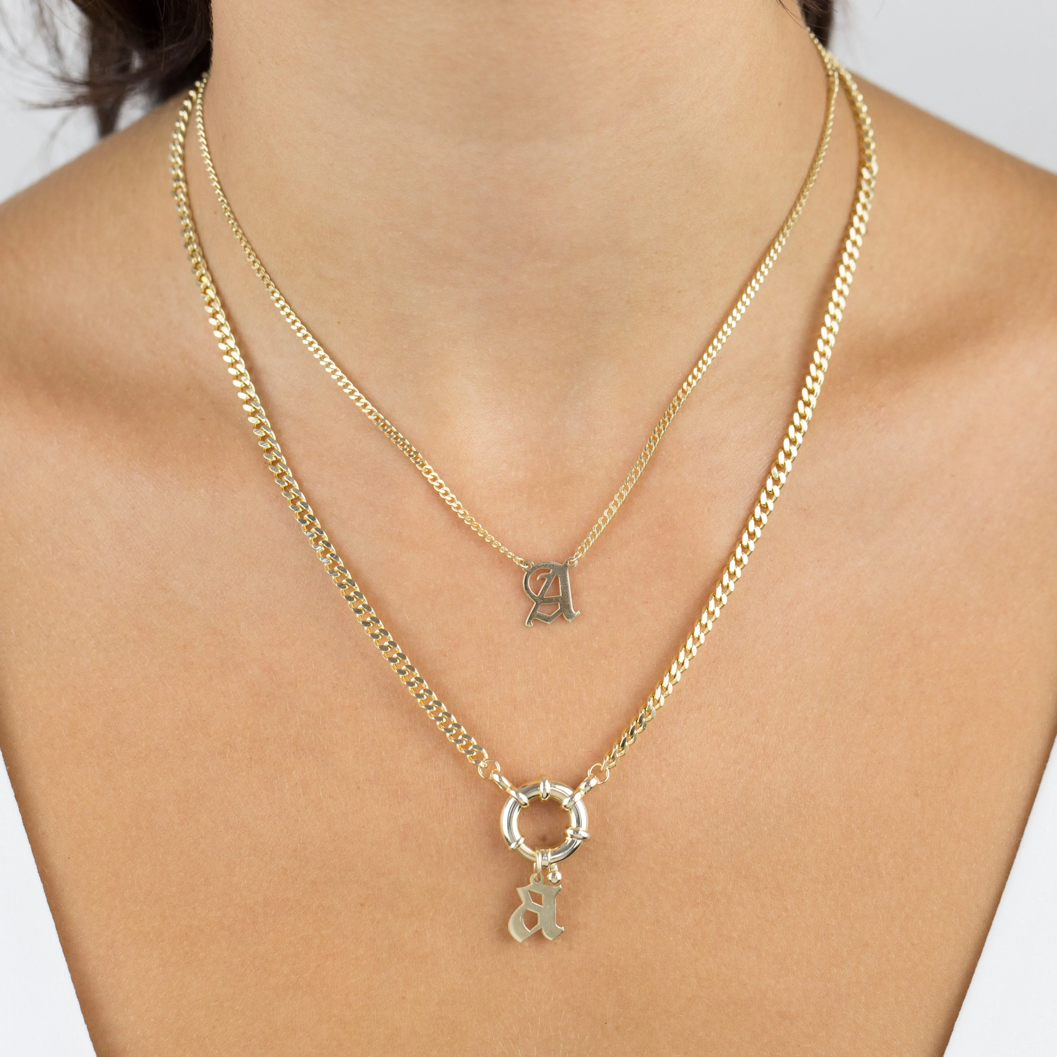Lowercase Gothic Initial Necklace Charm