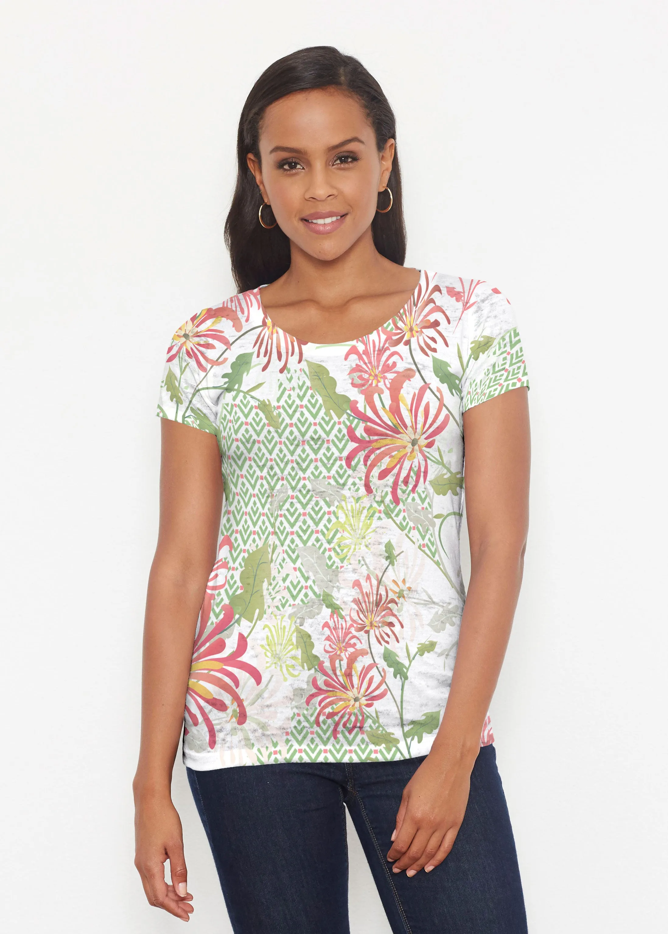 Lucia Green (8089) ~ Short Sleeve Scoop Shirt