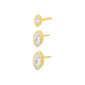 Marquise Bezel Stud Earring Combo Set