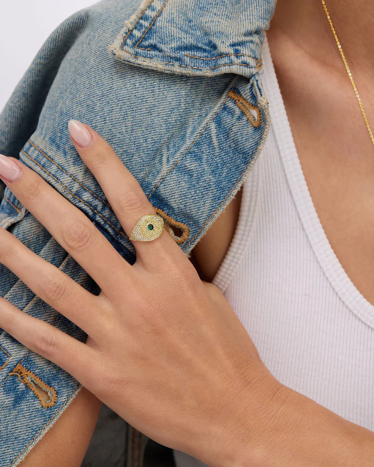 Melinda Maria Green Evil Eye Ring