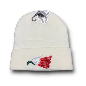 Mexico Beanie Hat White Insulated Front and Back Desing
